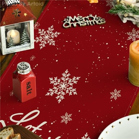 Mode Red Snowman Let It Snow Winter Table Runner, Seasonal Christmas - Picture 3 of 7